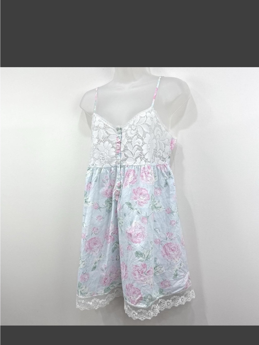 Vintage Victoria secrets Pastel Floral Lace-Trim Dress - White & Pink